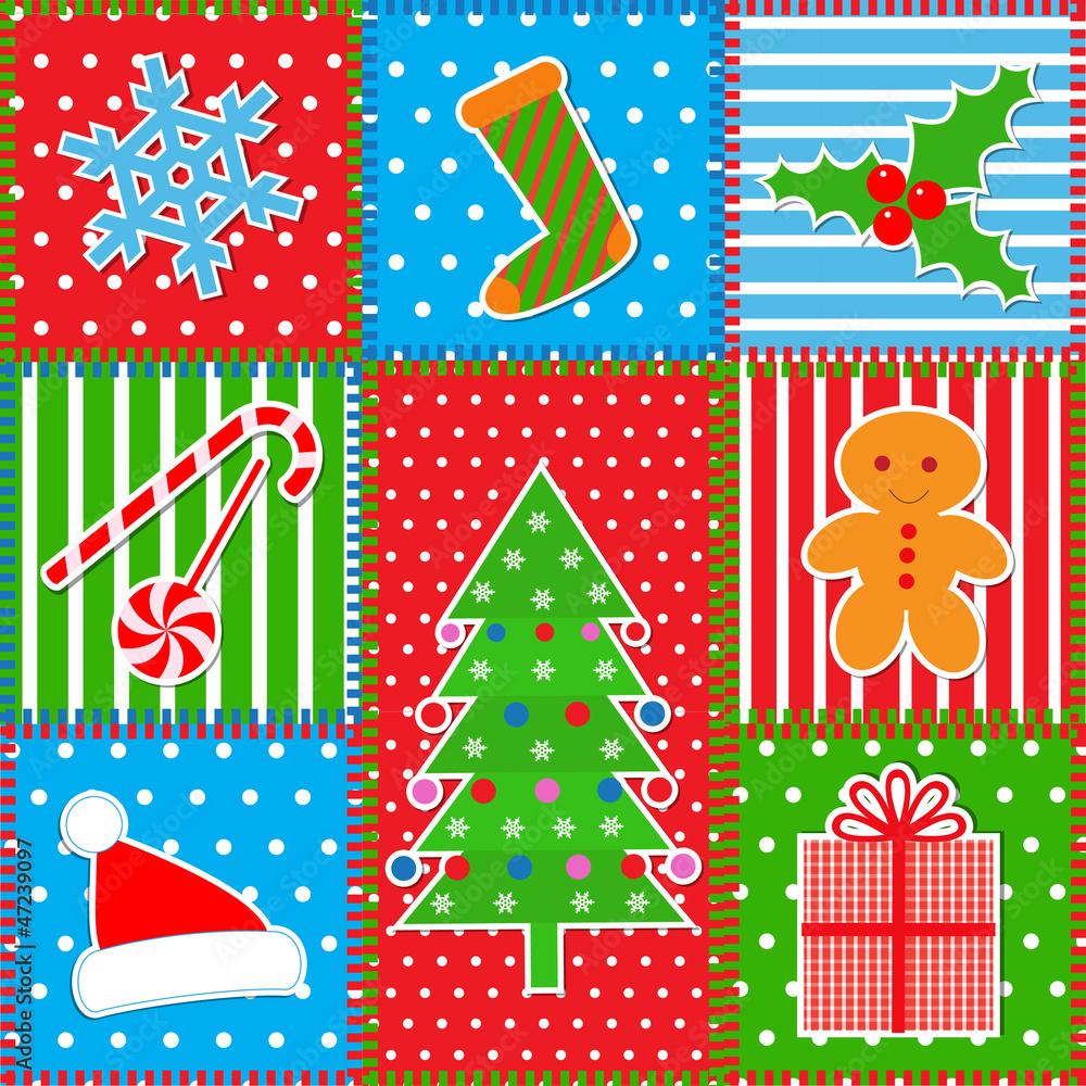 Fototapeta premium Christmas patchwork background