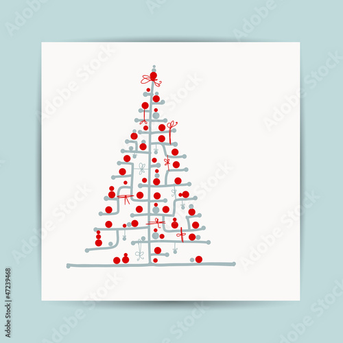Christmas tree, postcard design with place for your text