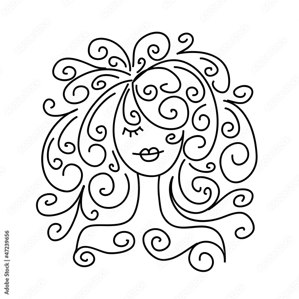 Sketch of girl portrait for your design
