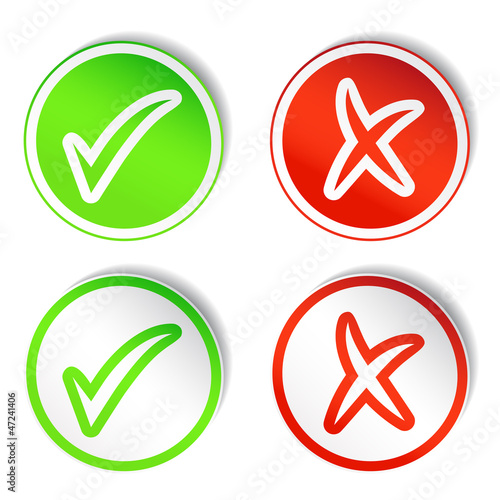 Round Stickers with YES and NO Checmarks