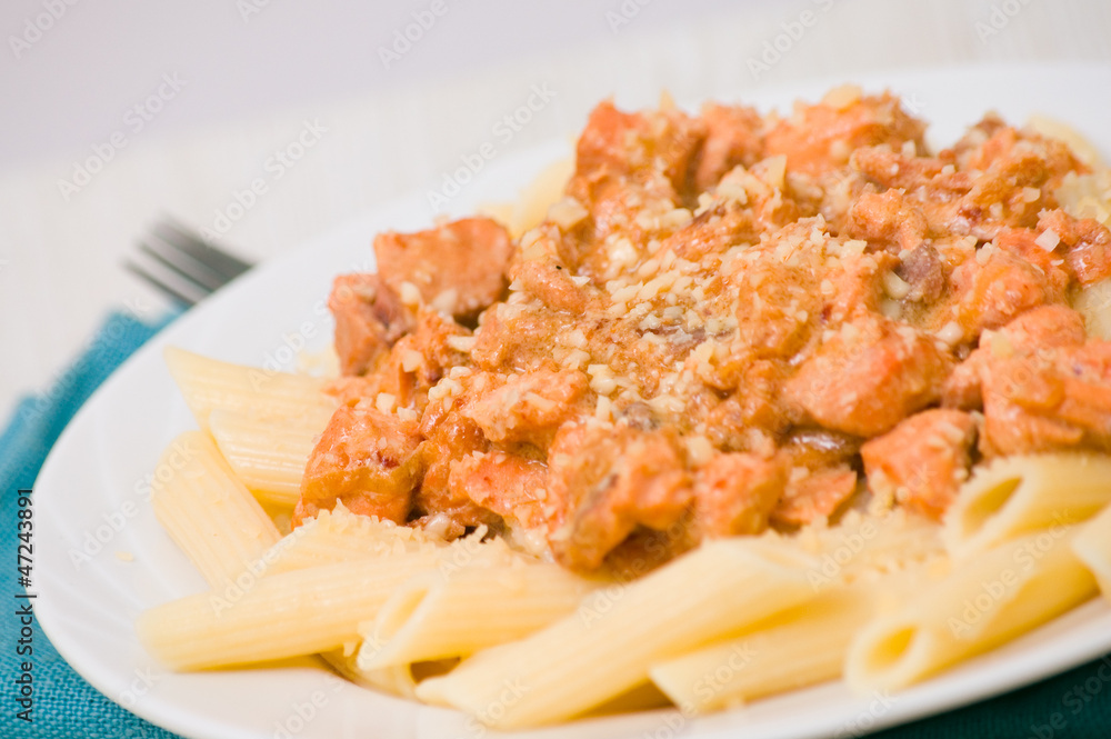 Pasta penne with salmon Pasta penne with salmon