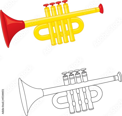 Trumpet toy. Coloring book. Vector
