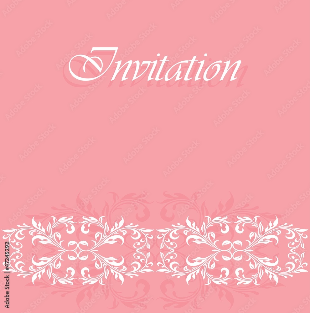 Damask invitation floral card