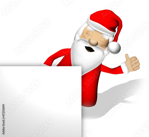 Happy Santa behind blank board