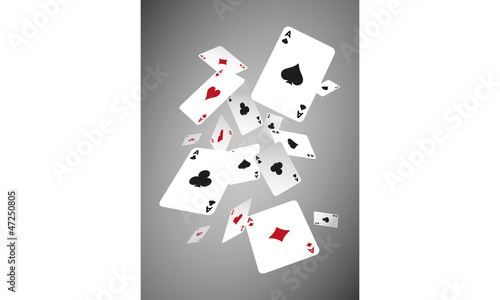 Vector Illustration with flying playing cards
