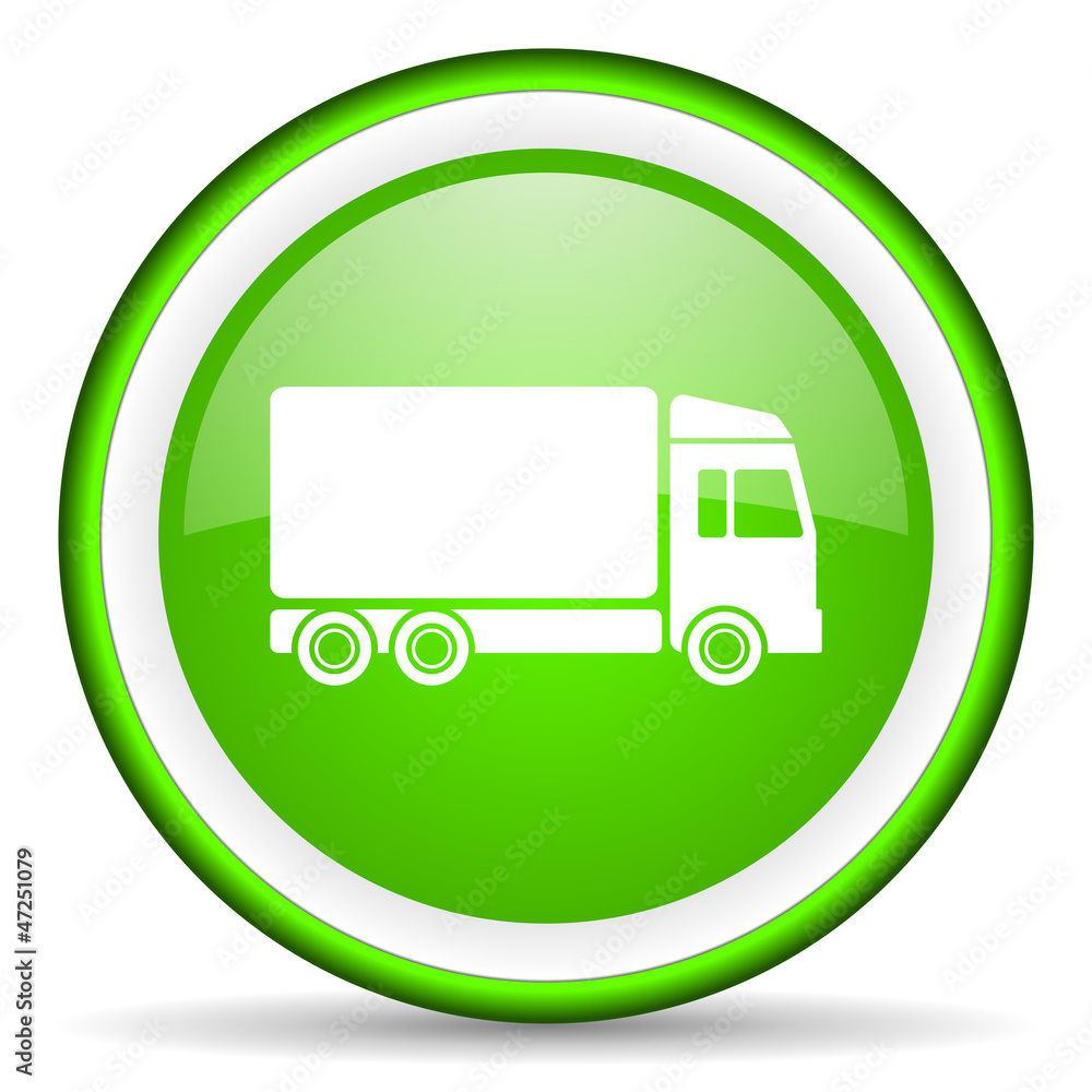 delivery green glossy icon on white background delivery green glossy icon on white background
