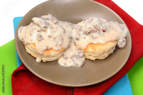 American Southern Style Sausage Biscuits and Gravy