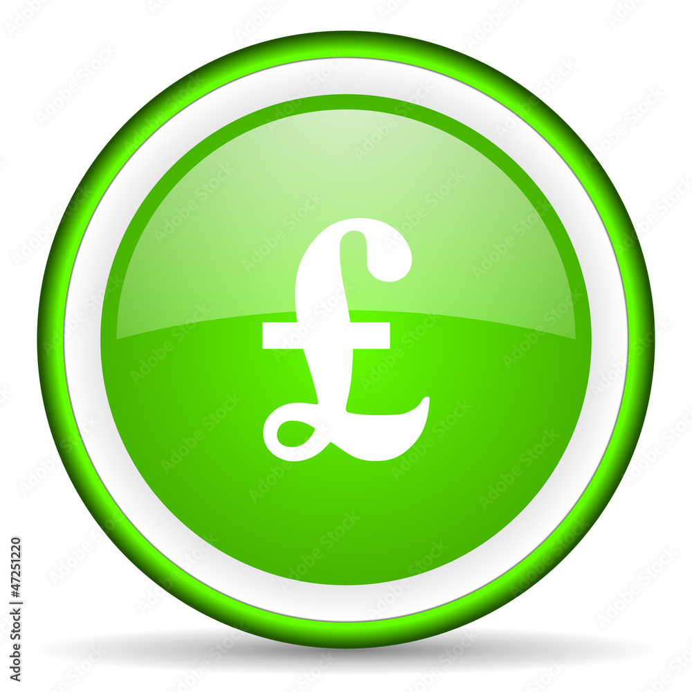 pound green glossy icon on white background pound green glossy icon on white background
