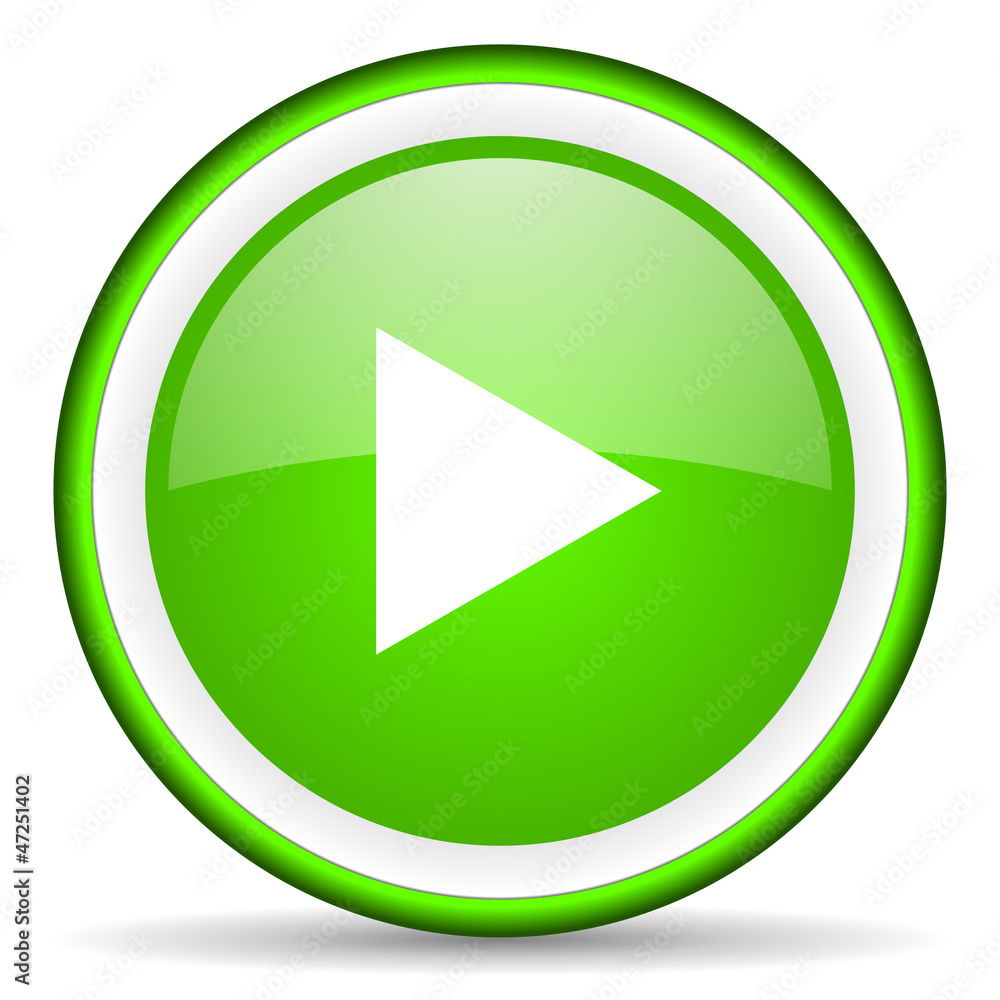 play green glossy icon on white background play green glossy icon on white background