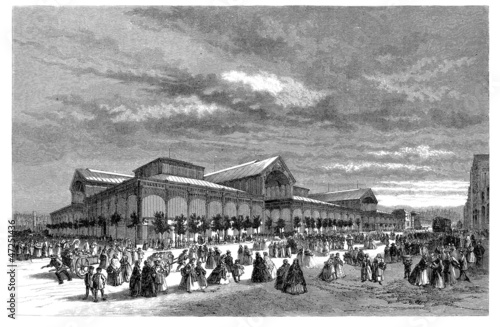 Canvas Print Paris : ancient Market - 19th century - Les Halles