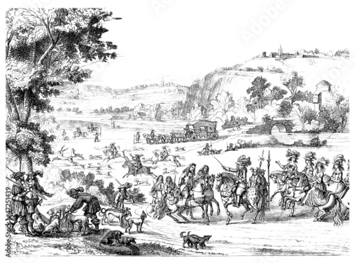 Photo French King Louis XIV - Hunting - 17th century