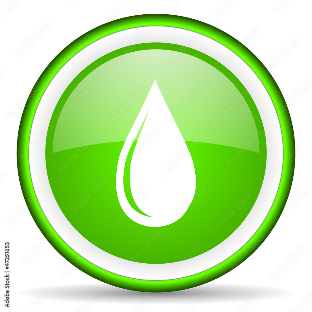 water drop green glossy icon on white background water drop green glossy icon on white background