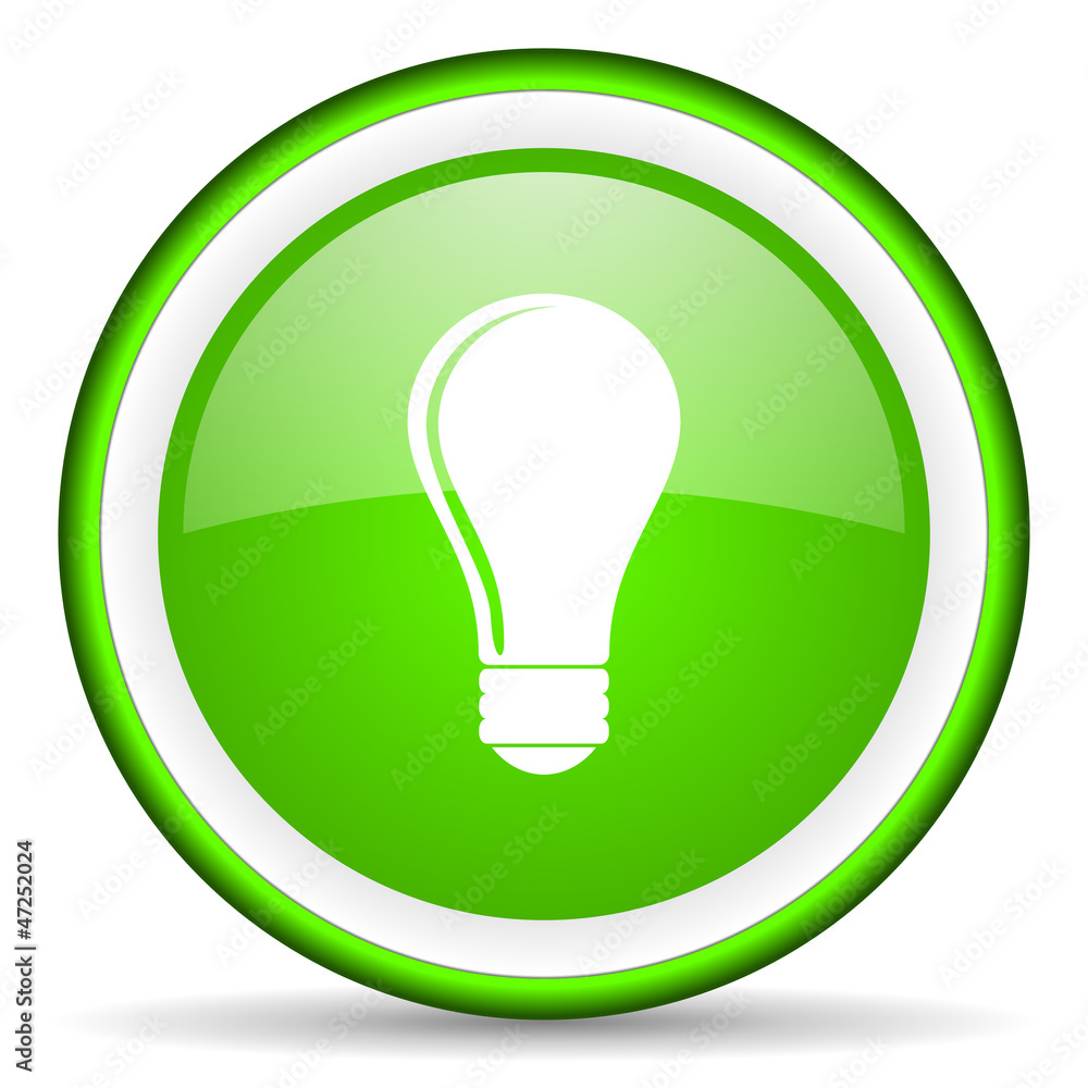 light bulb green glossy icon on white background light bulb green glossy icon on white background