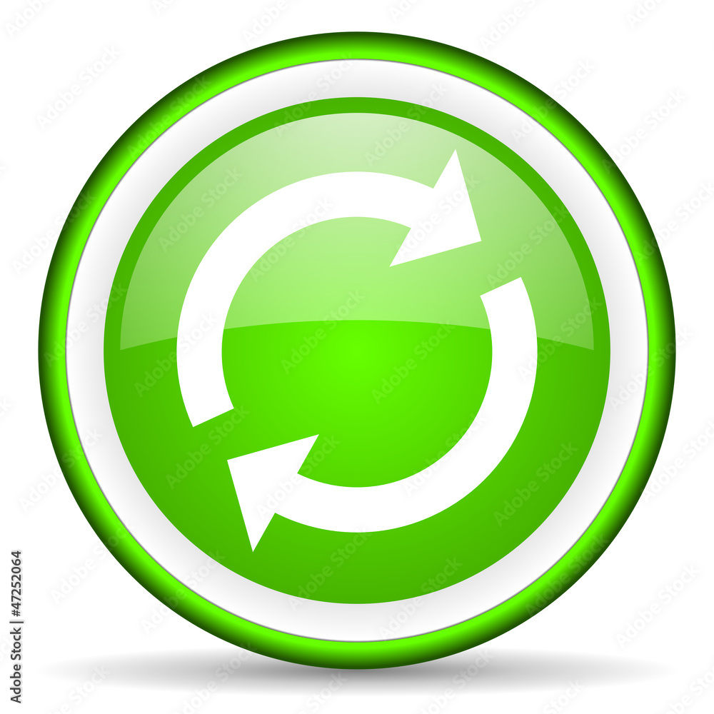 reload green glossy icon on white background reload green glossy icon on white background