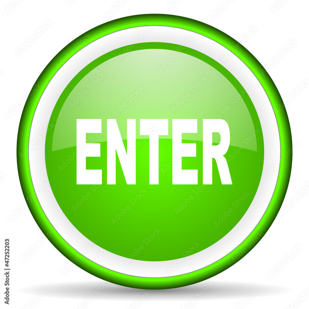 enter green glossy icon on white background enter green glossy icon on white background