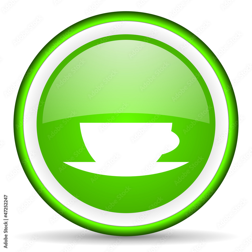 coffee cup green glossy icon on white background coffee cup green glossy icon on white background