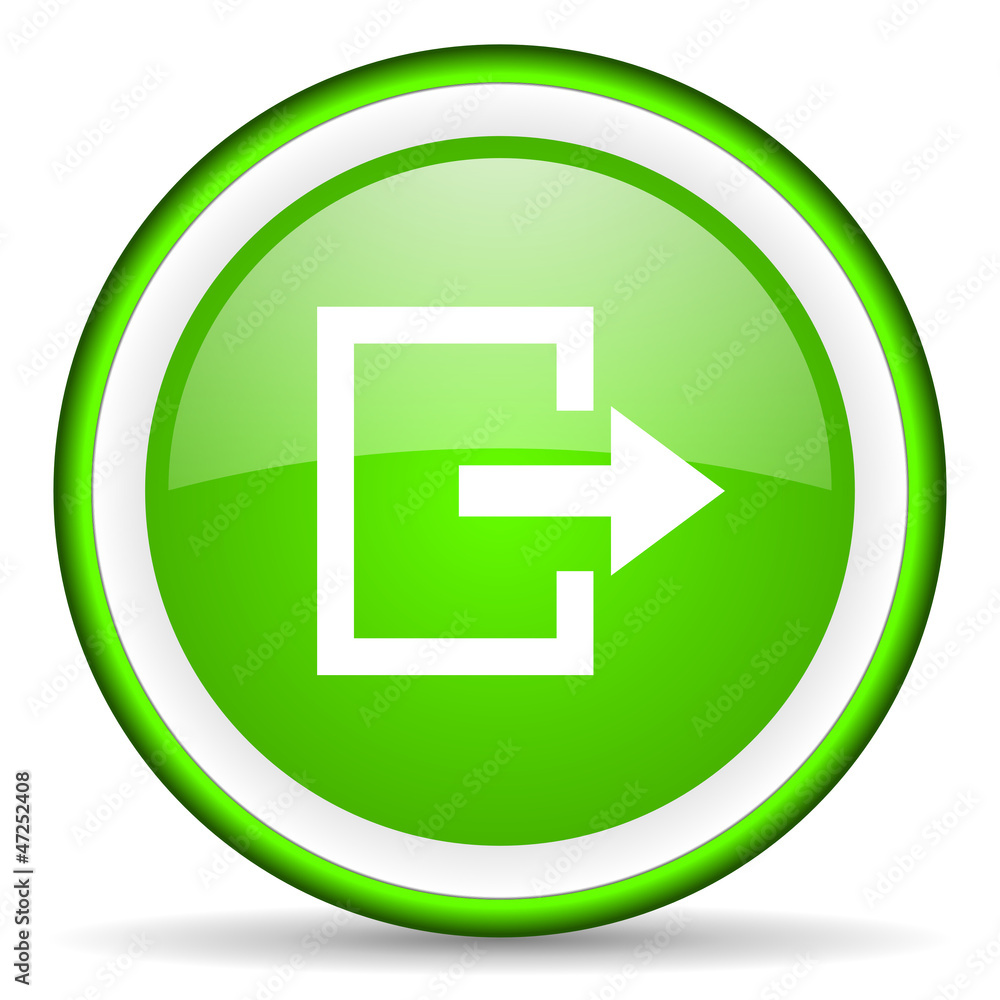 exit green glossy icon on white background exit green glossy icon on white background
