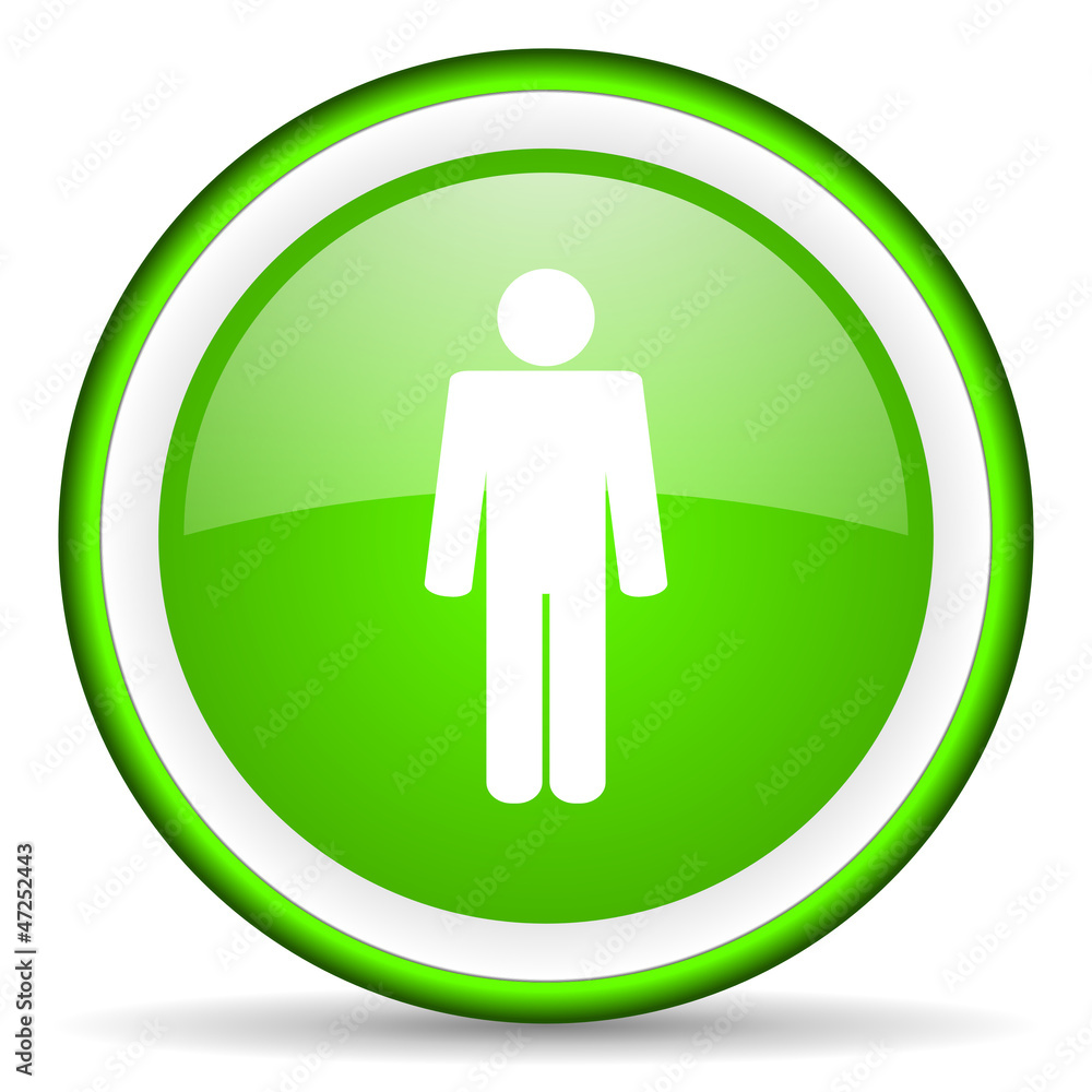 man green glossy icon on white background man green glossy icon on white background