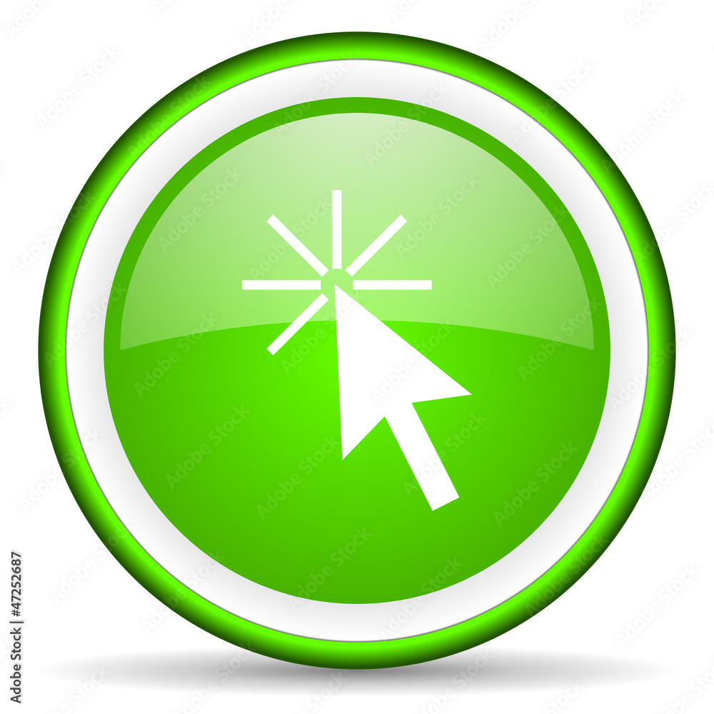 click here green glossy icon on white background click here green glossy icon on white background