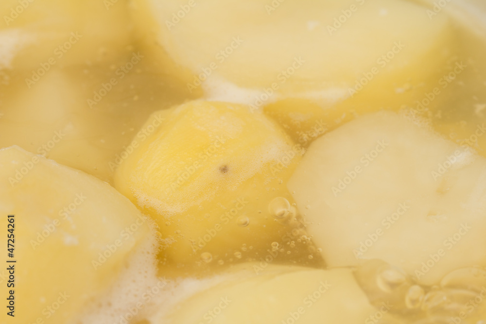 potatoes cooked in the background. macro potatoes cooked in the background. macro