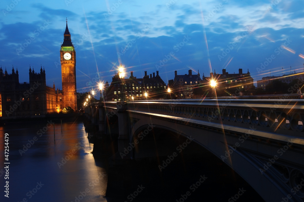Big Ben and Houses of Parliament at night, London, UK