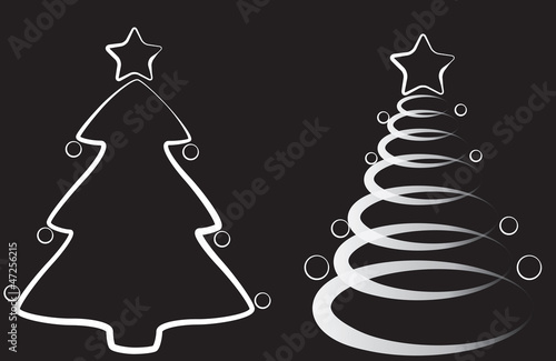 alberi natale bianco e nero