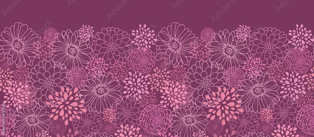 Vector purple field flowers elegant horizontal seamless ornament