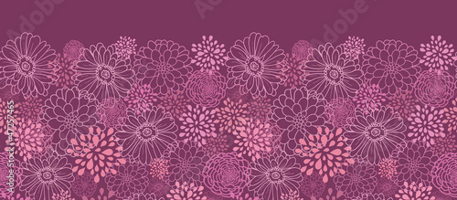 Fototapeta Naklejka Na Ścianę i Meble -  Vector purple field flowers elegant horizontal seamless ornament