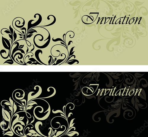 Set of floral invitation cards.