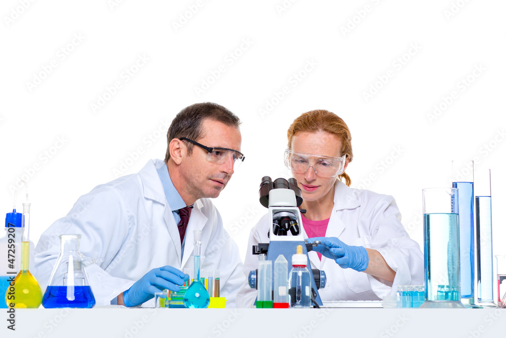 chemical laboratory with two scientist working chemical laboratory with two scientist working