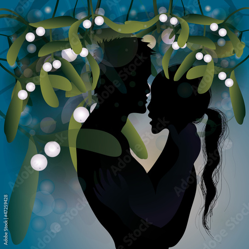 Kiss under mistletoe / Christmas tradition
