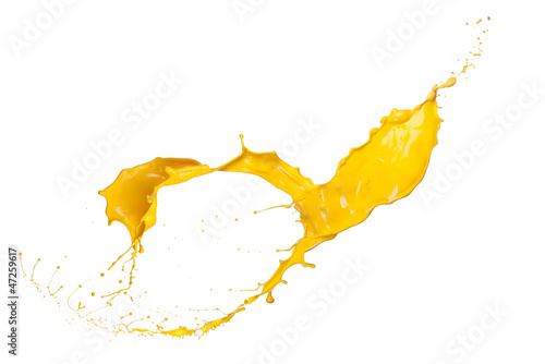 Yellow splash on white background