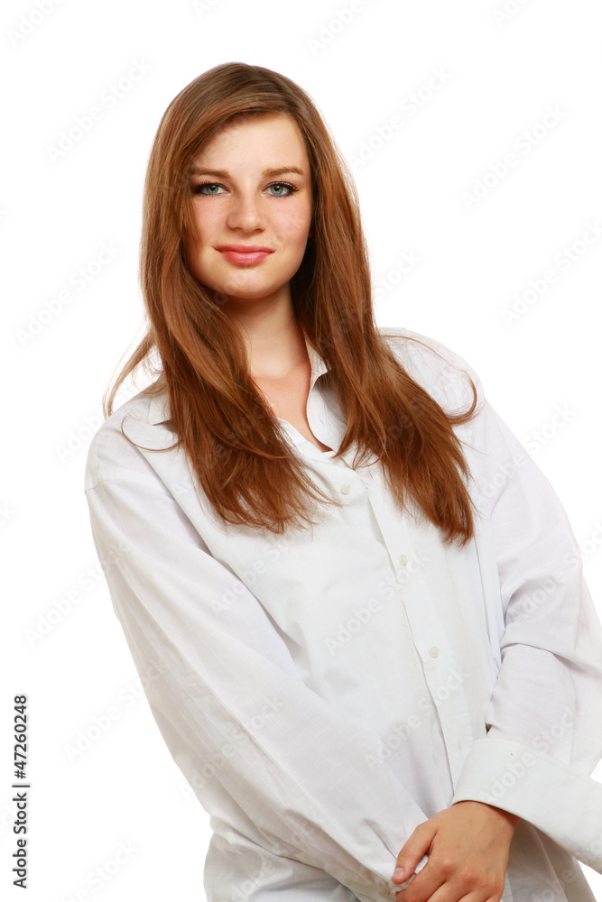 A portrait of a smiling young woman standing A portrait of a smiling young woman standing