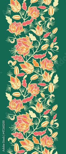 Vector magical flowers and leaves elegant vertical seamless