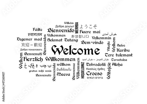 Welcome - Wordcloud Wörter - Begrüßung