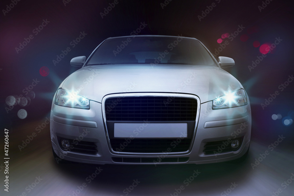 car in the night with bokeh background