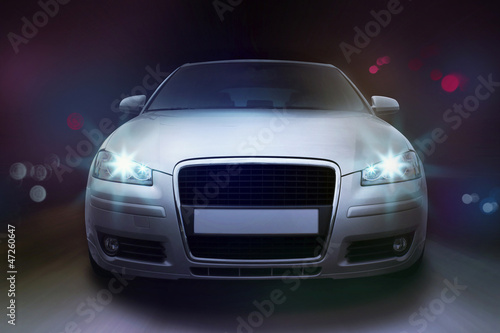 car in the night with bokeh background