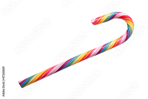 Colorful sweet candy cane. Isolated on white