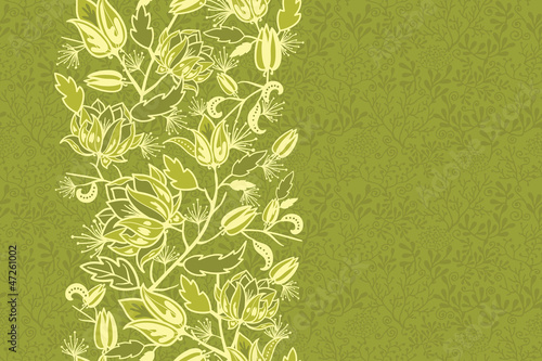 Vector fresh flowers and leaves elegant vertical seamless