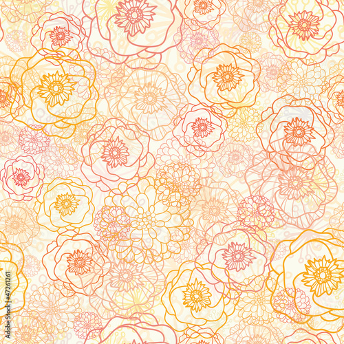 Fototapeta Naklejka Na Ścianę i Meble -  Vector vibrant warm flowers golden seamless pattern background