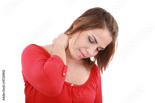 Sick young woman. neck pain © dacasdo