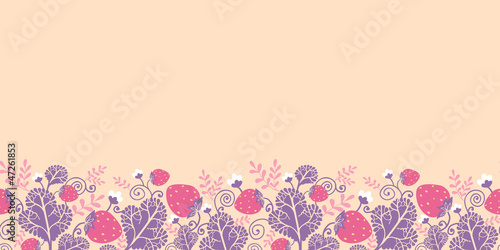Vector strawberries horizontal seamless pattern background