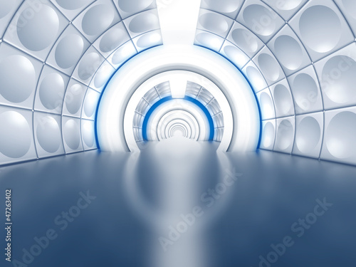 Futuristic tunnel like spaceship corridor
