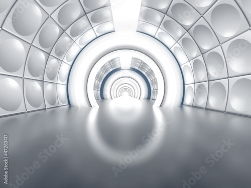 Futuristic tunnel like spaceship corridor