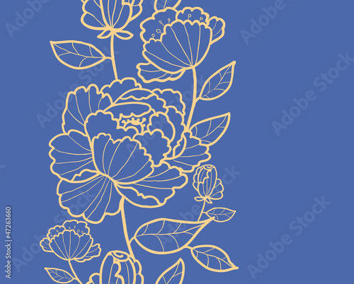 Vector royal flowers and leaves elegant vertical seamless