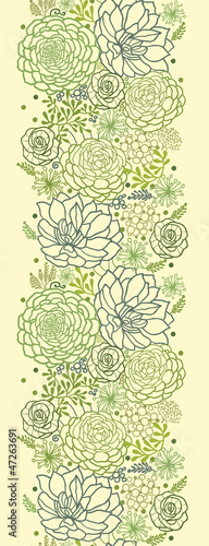 Vector Green Succulent Plants vertical Seamless Pattern Ornament