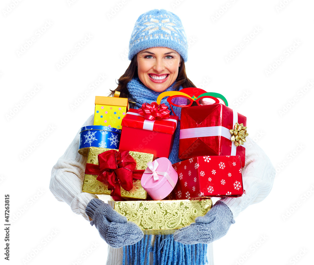 Beautiful christmas girl with gifts. Beautiful christmas girl with gifts.
