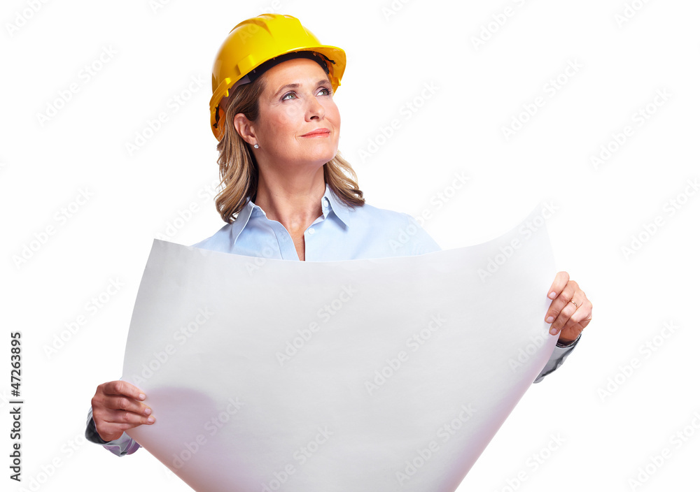 Architect woman with a plan. Architect woman with a plan.