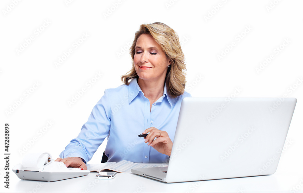 Business woman with a laptop computer. Business woman with a laptop computer.