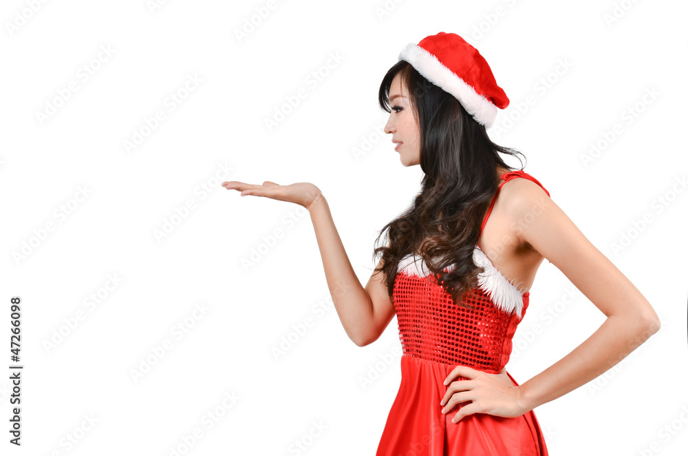santa women presenting something on hand santa women presenting something on hand